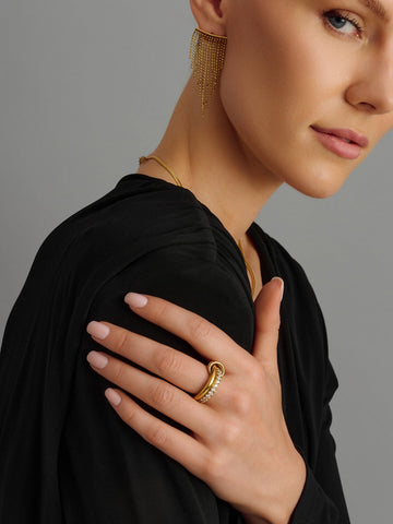 Nialaya Women's Ring Double Band Ring in Gold Double Band Ring in Gold